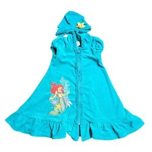 Disney Ariel The Little Mermaid Hooded Swim Cover Up Dress Girl's Size 4 Teal